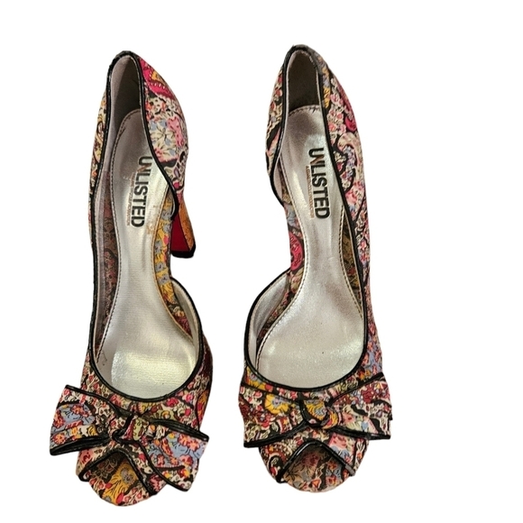 Unlisted Cork Peep Toe Heels Red Soles - Picture 3 of 6